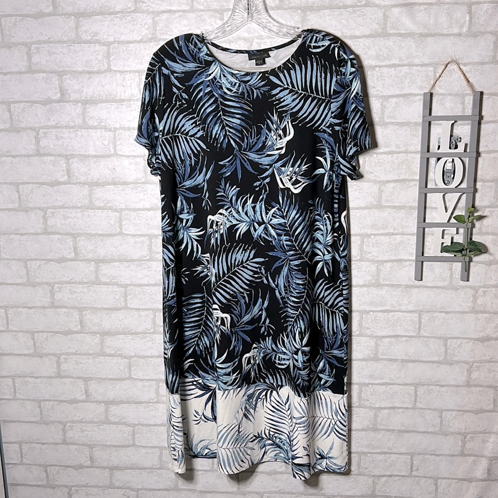 J.Jill wearever collection tropical leaf printed midi dress size Medium